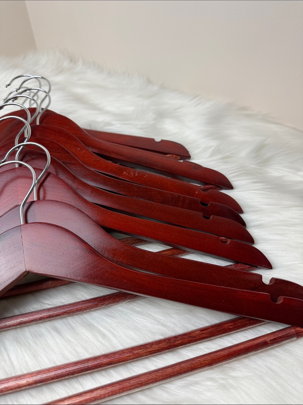Brookstone Premium Wooden Suit Hangers in Dark Mahogany Cherry - Set of 10 - Picture 11 of 13